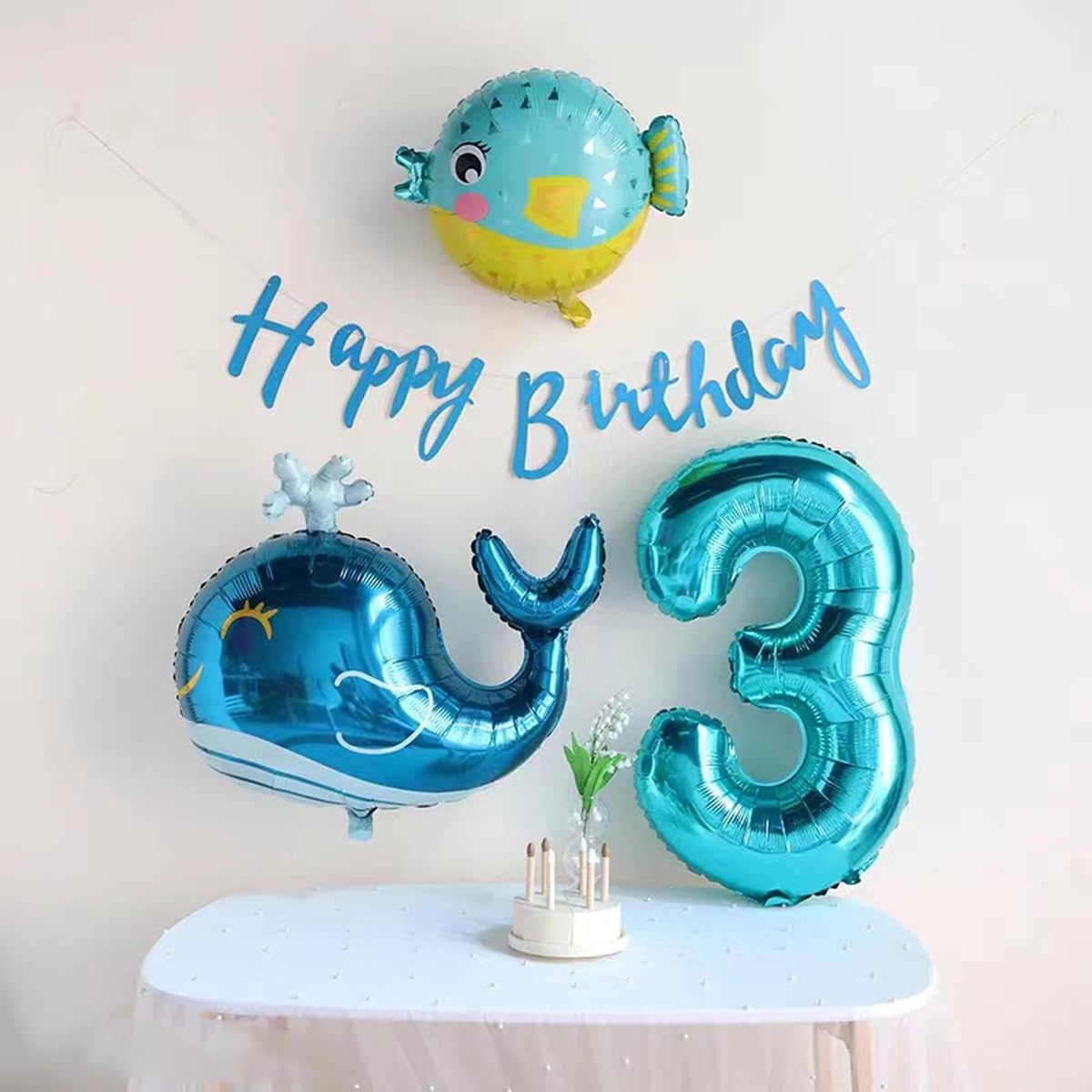 2Pcs Cute Whale Balloons Blue Spouting Whale Shape Mylar Foil Balloon Under The Sea Decorations Ocean Animal Fish Balloons For baby shower party Ocean Birthday Themed Party Decorations