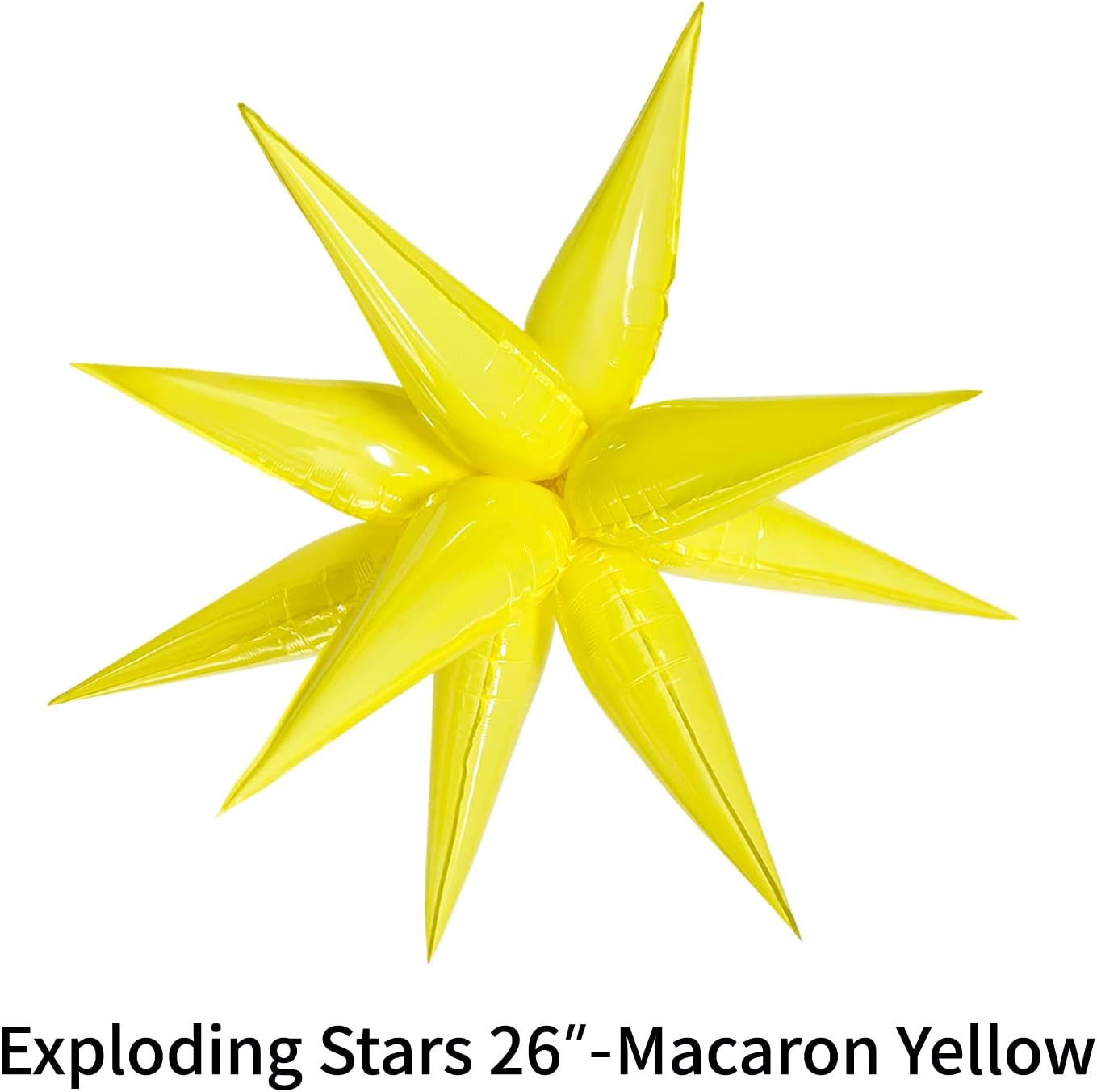 3pcs 26inch macaron yellow Star foil balloons.macaron yellow Explosion Star burst star balloon-Spike cone balloon for birthday party decorations,wedding,Bachelor party