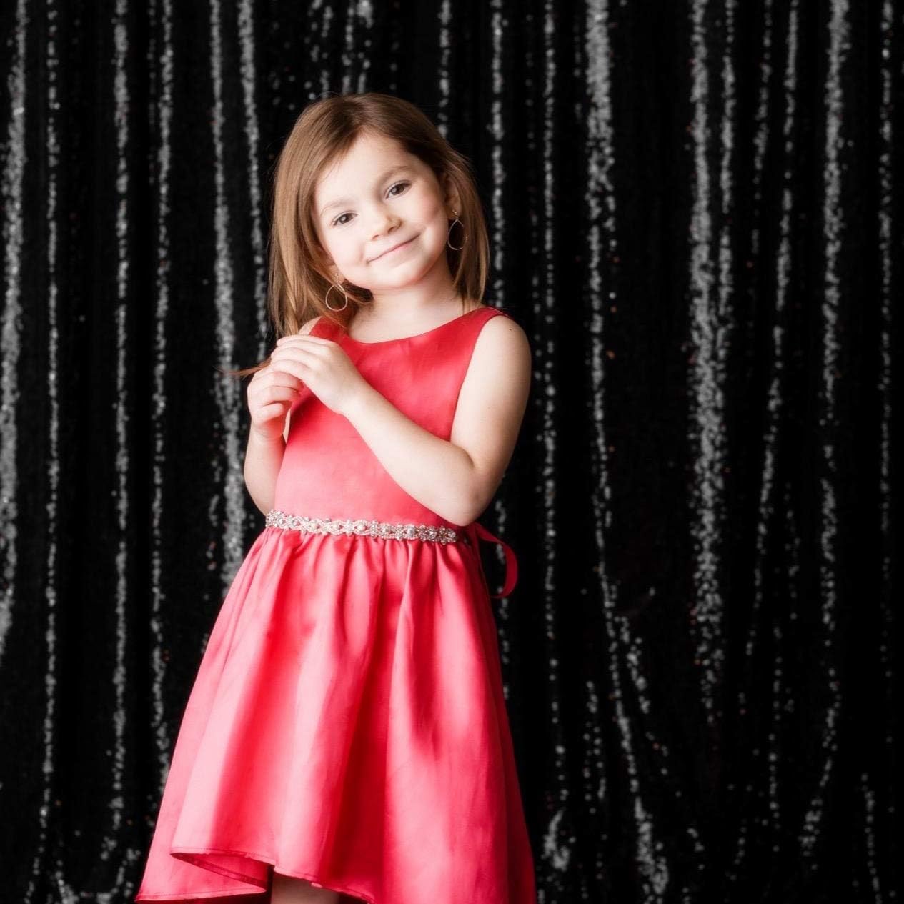 Eternal Beauty Black Sequin Backdrop, 6x8 Ft Halloween Glitter Background Curtains for Shimmer Photography Party Wedding Birthday Back Drop Decor