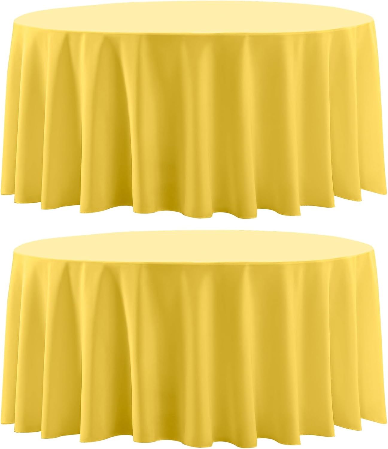 Round Tablecloth 2 Pack 90 Inch Yellow Tablecloths Washable Decorative Linen Polyester Table Clothes Cover for Dining Table Banquets Buffet Parties and Wedding