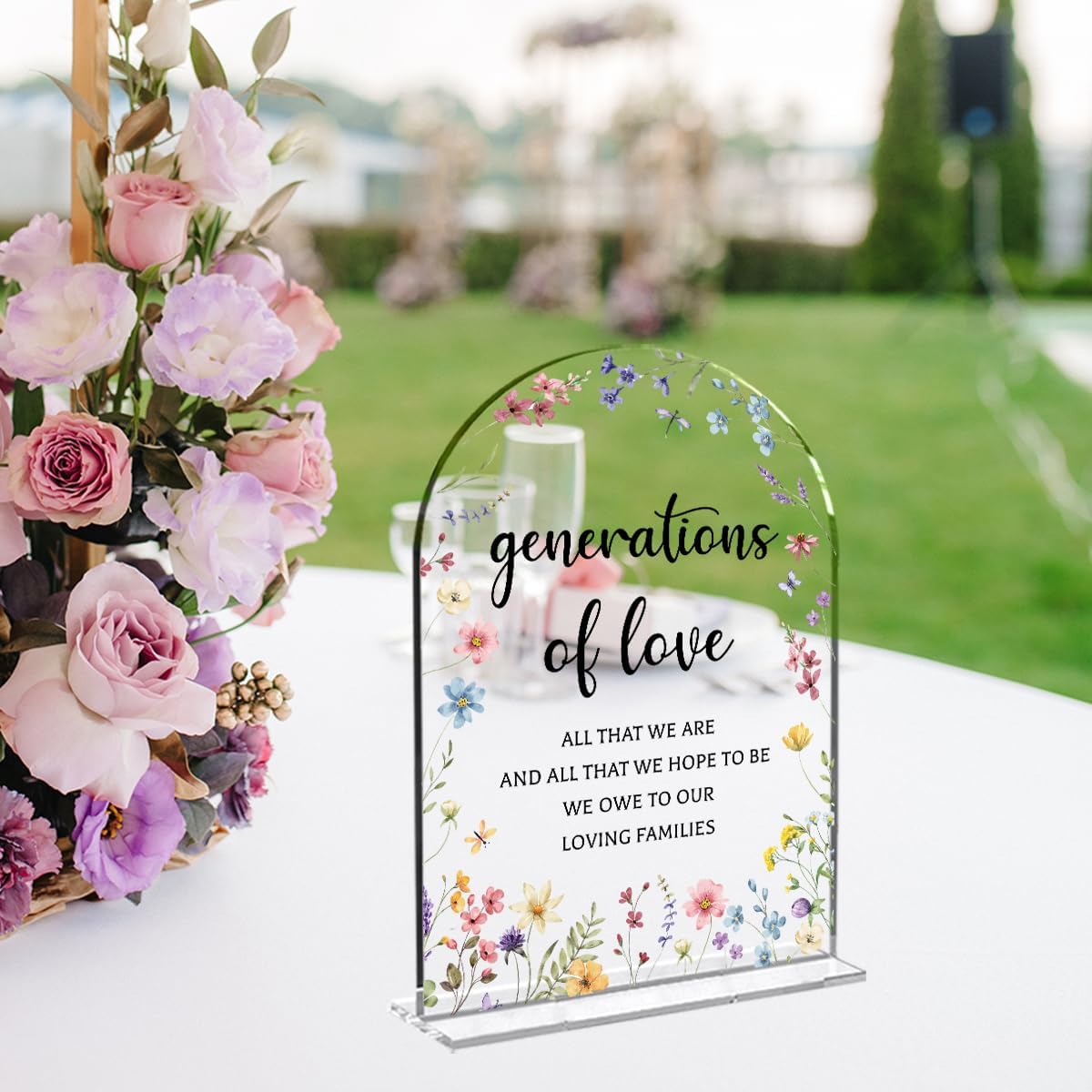 Wedding Sign，Genrations of Love Sign, Wedding Supplies 5x7 Inch, Kids Wedding Activities Acrylic Plaque, Please Help Yourself Sign, Wedding Signs for Ceremony Reception (Flower) decorative-signs183