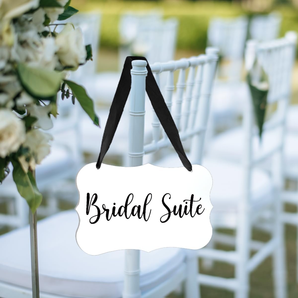 Acrylic Wedding Sign, Ring Bearer Sign, Bridal Suite Decorations, for Rustic Wedding Decor Signs, Acrylic Hanging Signs With Ribbon for Chairs Weddings Reception Decorations and Event Party (White)