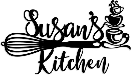 Custom Kitchen Name Sign, Personalized Kitchen Metal Sign, Kitchen Art Wall Decor, Kitchen Signs Wall Decor, Metal Wall Art, Kitchen Decor, Mothers Day Gift, Mom's Kitchen, Gift for Grandma