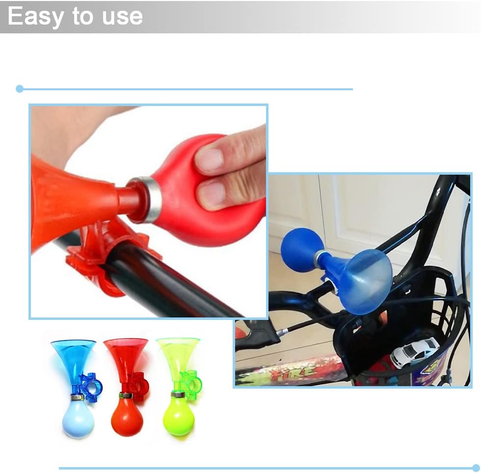 3 Pcs Bike Horn Kids Air Horn Clown Horn Hand Held Plastic Scooter Bicycle Bell for Cart Kids Boys Girls
