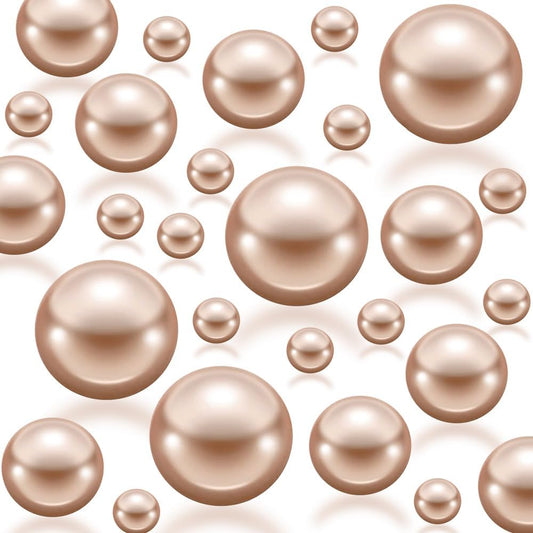 300Pcs Champagne Polished No Hole Faux Pearl Beads for Vase Filling Decorations, Plastic Pearls Vase Fillers, Table Scatters, Wedding Centerpiece, Home Decor, 8/14/20 mm