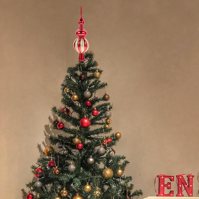 Spherical Christmas Tree Topper Plastic Xmas Treetop Ornament for Holiday Parties and Events Lightweight and Decorative Christmas Tree Decorations