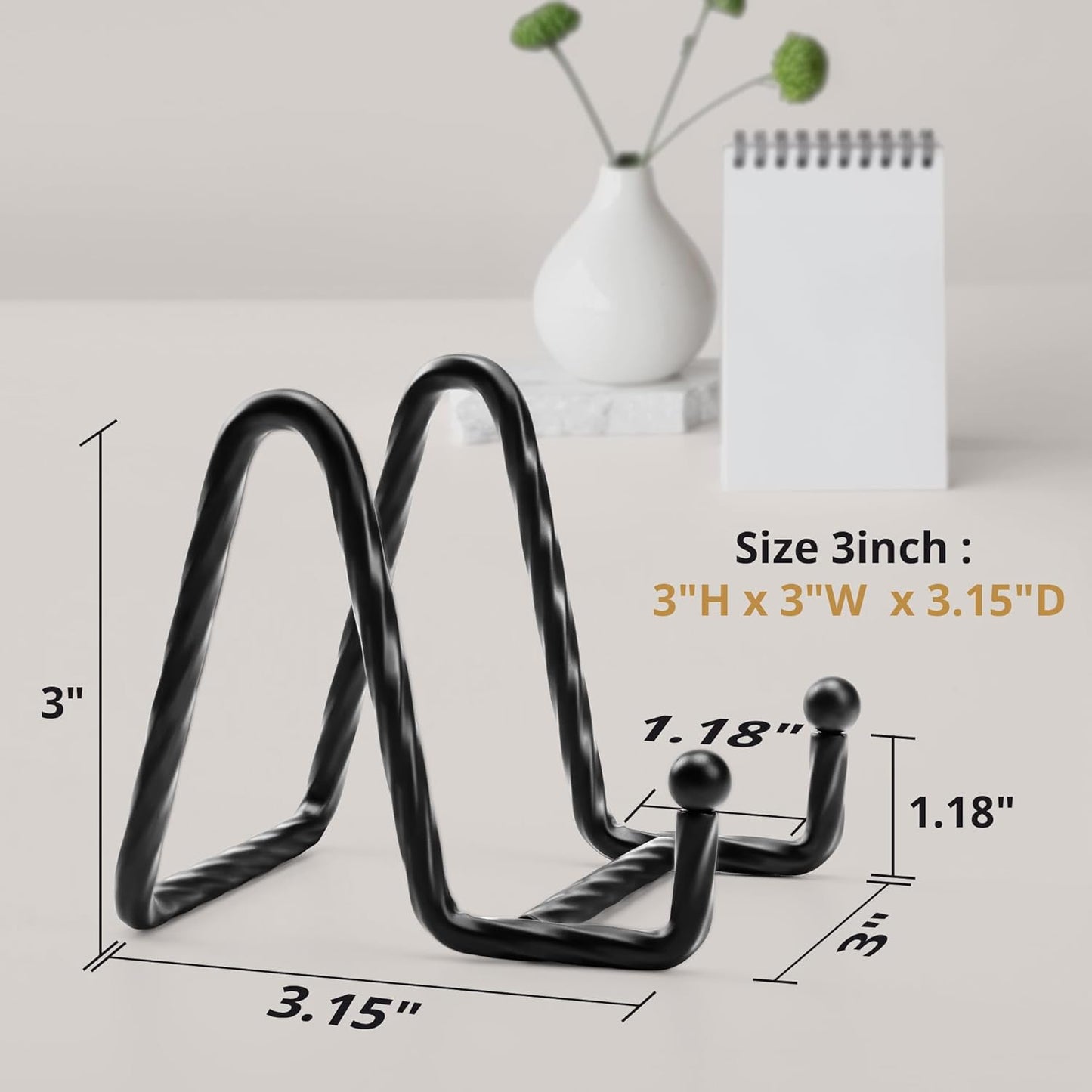 Picture Stands for Display 3 Pack 3 Inch Plate Stands for Display - Black Metal Decorative Plate Stand, Plate Holder Display Stand, Picture Frame Stand, Plate Display Stands for Picture Stand