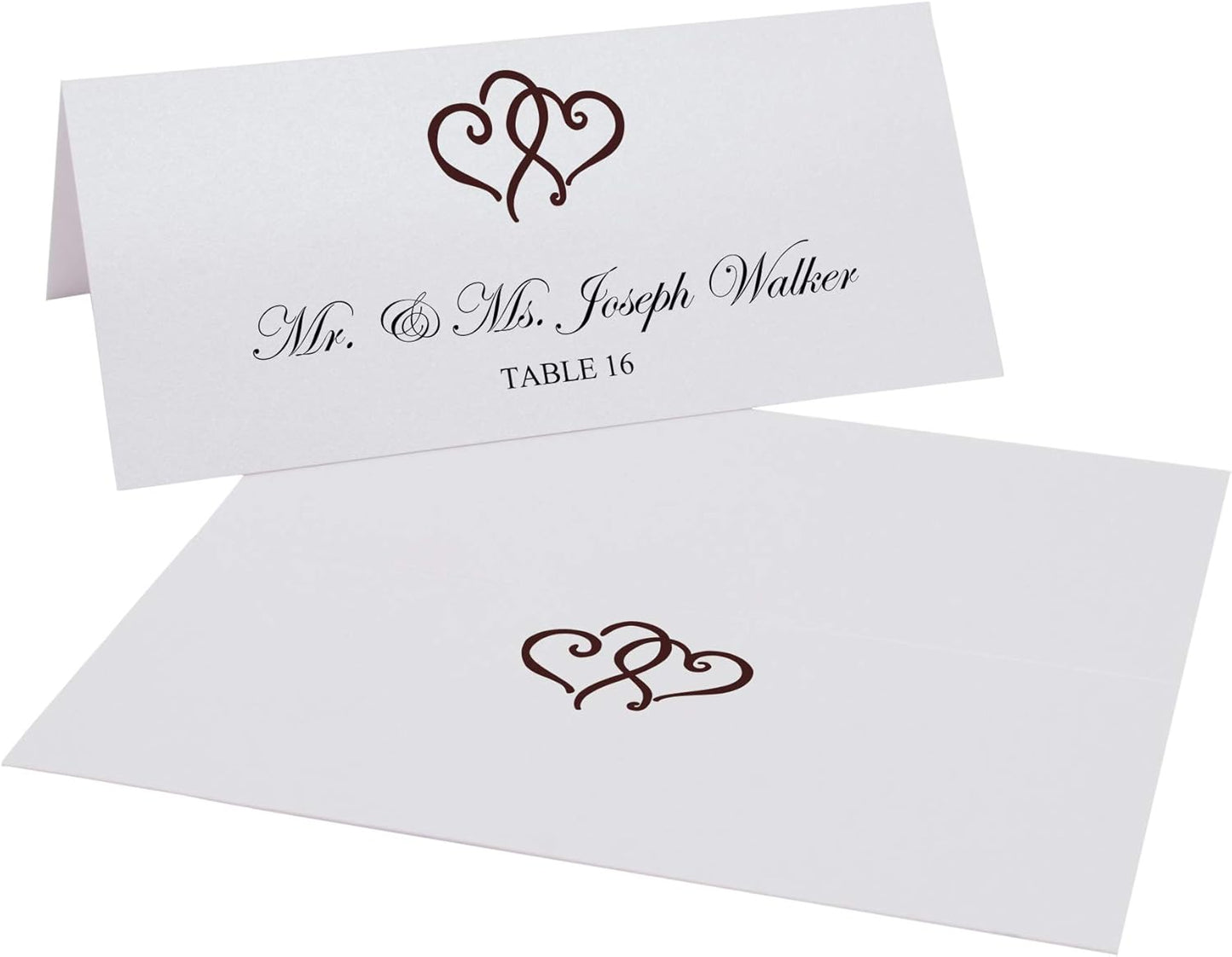 Linked Hearts Printable Place Cards, Chocolate (Choose Color), Set of 150 (25 Sheets), Laser & Inkjet Printers - Wedding, Party, Dinner, and Special Events - Made in the USA