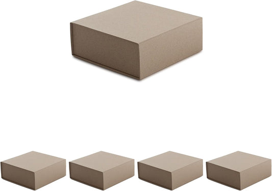 CECOBOX - Gift Boxes with Lids for Presents 6"x6"x2.75" - Matte, Collapsible Magnetic Closure Gift Box - Groomsmen & Bridesmaid Proposal Boxes, Wedding, PR, Birthdays, Holidays (Kraft)