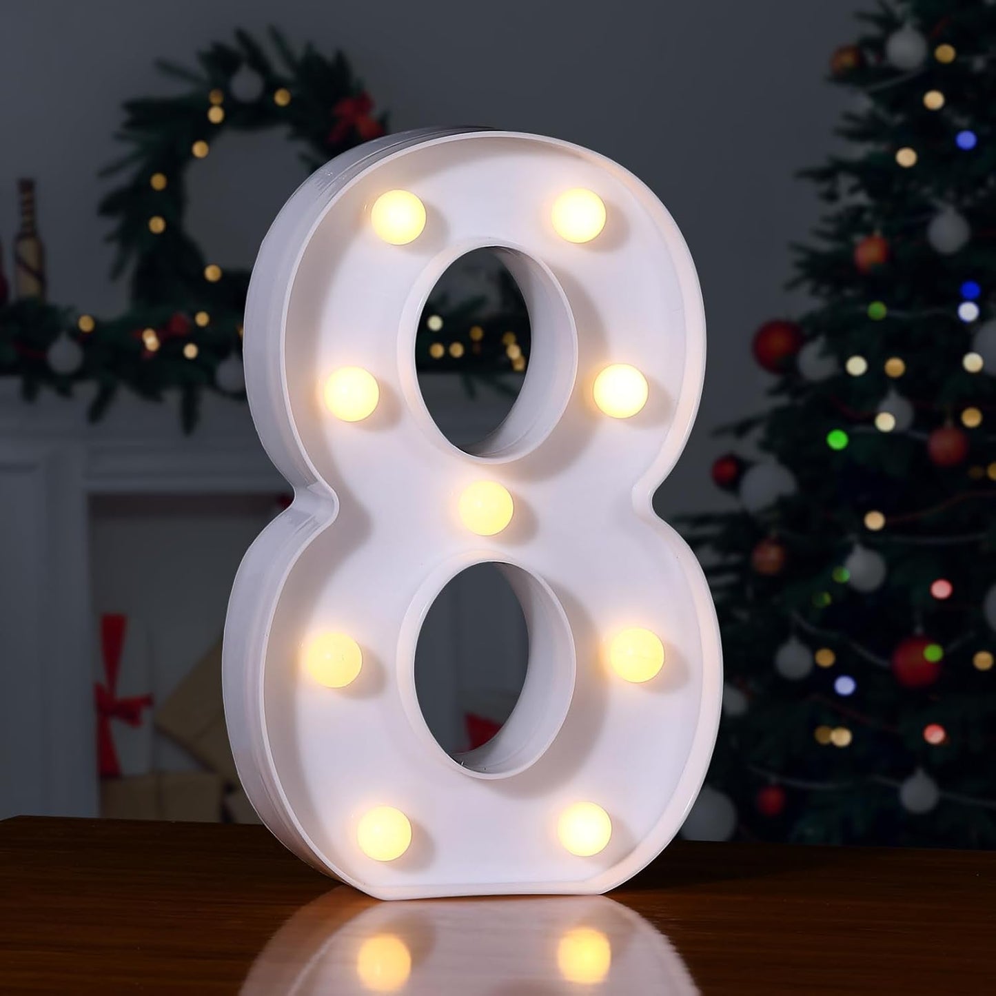Foaky Decorative Led Marquee Light Up Number, Marquee Light Up Number Sign for Night Light Wedding Birthday Party Christmas Home Bar Decoration Number(8)