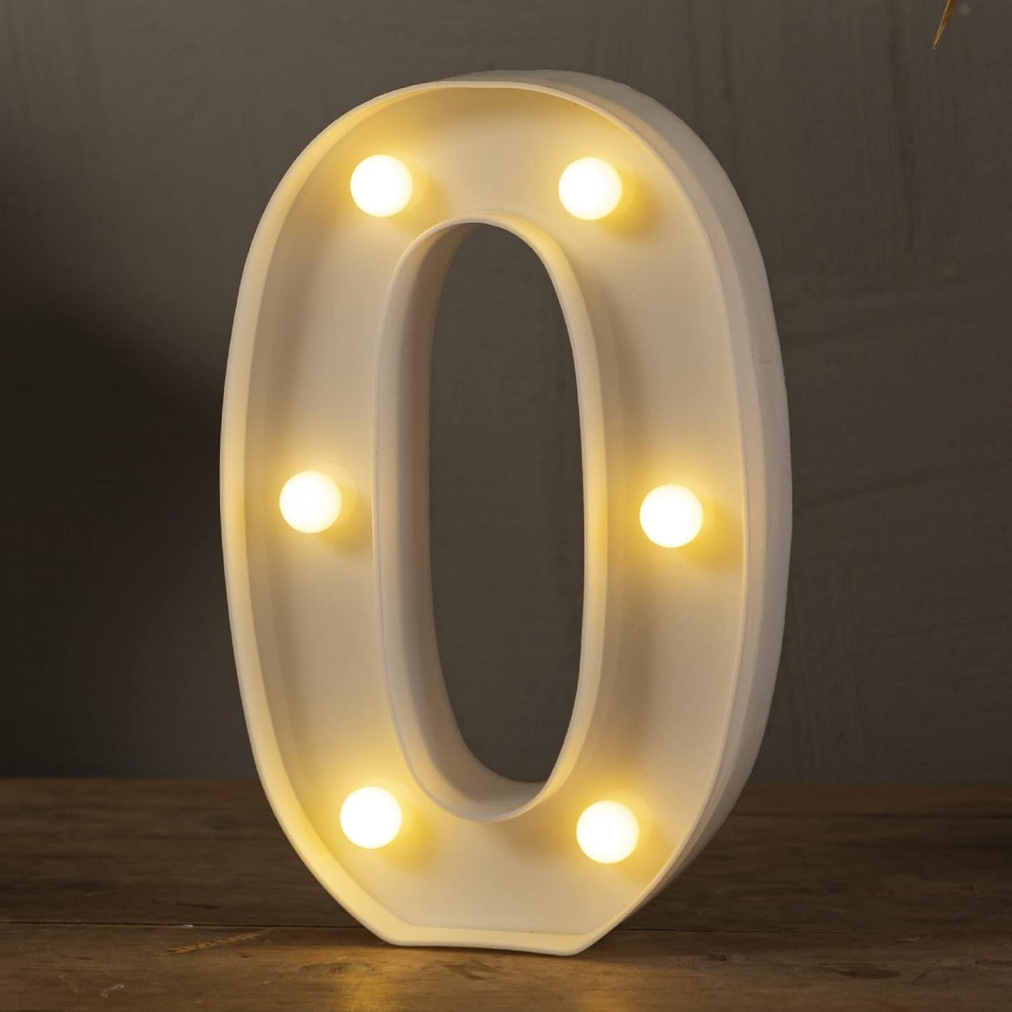 HXWEIYE Light Up Numbers-0, LED Marquee Number Lights Sign 26 Alphabet and 10 Number for Party Bar Birthday, Light Up Letters Battery Powered Warm White Christmas Decoration Numbers Lights