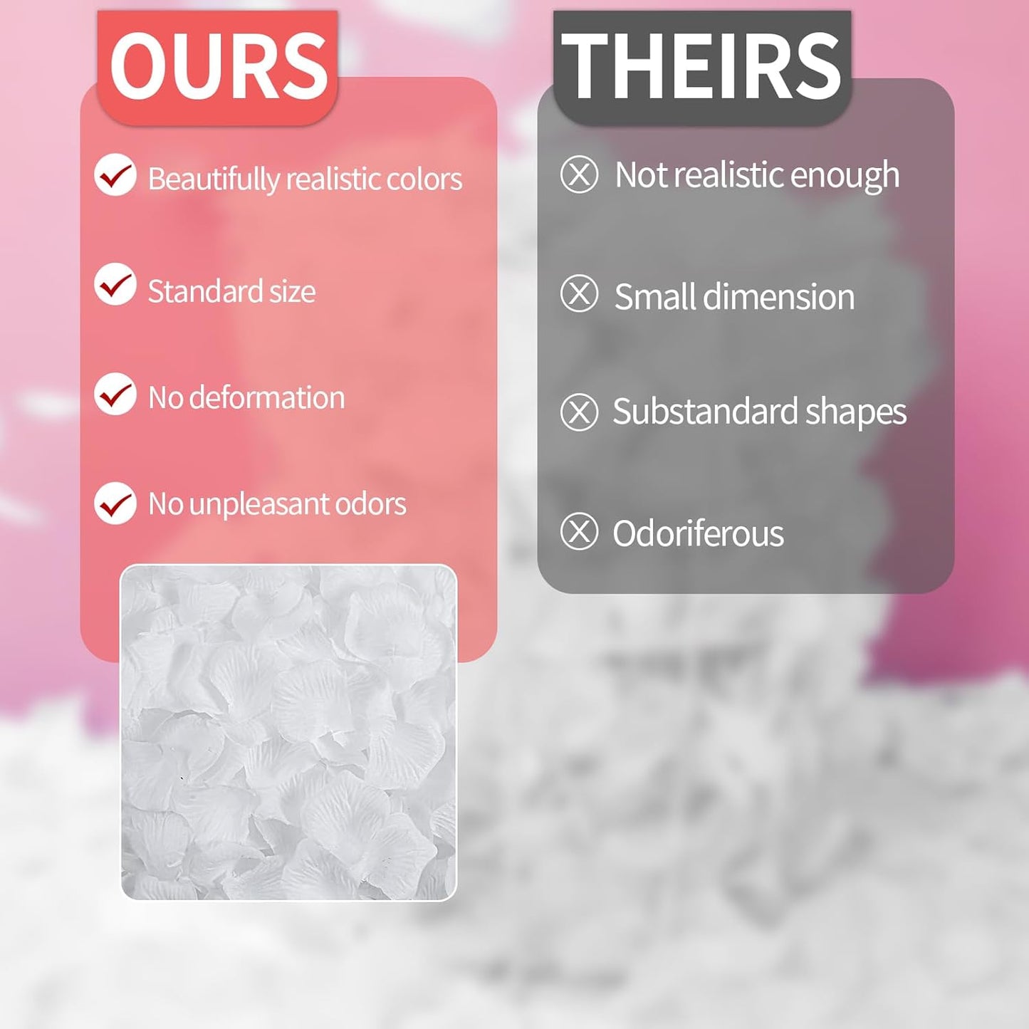 1000 Pcs Artificial Fake Rose Petals,Flower Petals for Romantic Night, Engagement, Party, Wedding, Event Flower Decorations, in Bulk(White)