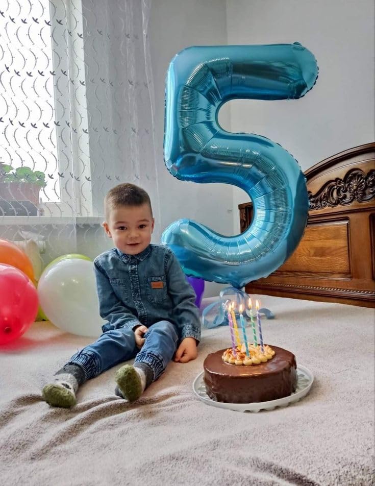 40 Inch Big Dark Blue Number 5 Balloon Birthday Decoration, Number 5 Helium Balloon 15 25 35 45 50 Years old Birthday Anniversary Party Supplies Foil Number Balloons Supplies Decorations