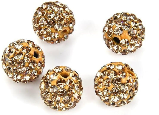 50pcs Adabele Grade A Suncatcher Crystal Rhinestone Pave Loose Beads 12mm Crystal Golden Shadow Polymer Clay Disco Ball Spacers Compatible with Shamballa All Craft Jewelry Making DB12-28