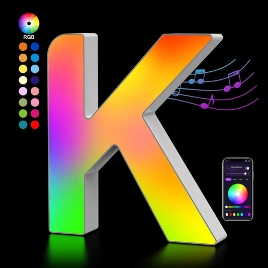 OJQ Light Up Letters LED Letter - Marquee Letters Room Decor Alphabet Letter Music Sync Color Change Colorful - Christmas Birthday Gifts for Girl - Teen Girls Gifts Party Home Wall Decor