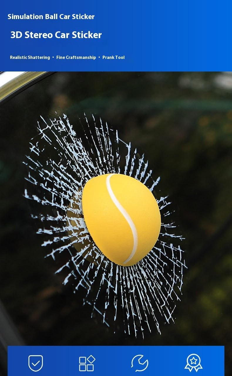 Car 3D elf Ball car Sticker, car Window Funny Creative Decorative Sticker(18cmx18cmx3cm) (Yellow Football)