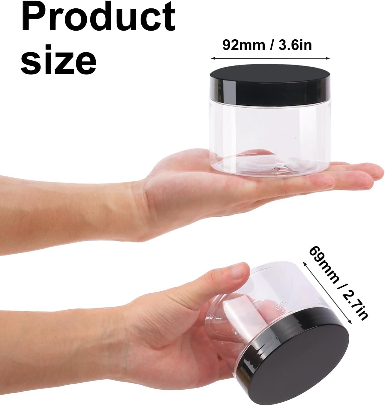 36 Packs 10 OZ Transparent Plastic Jars with black Lids, Body Butter Containers, Cosmetic Containers jars for Kitchen Ingredients, beads, sequins, Lotion, Cream, DIY Crafts and More by KUKLIPJIM.