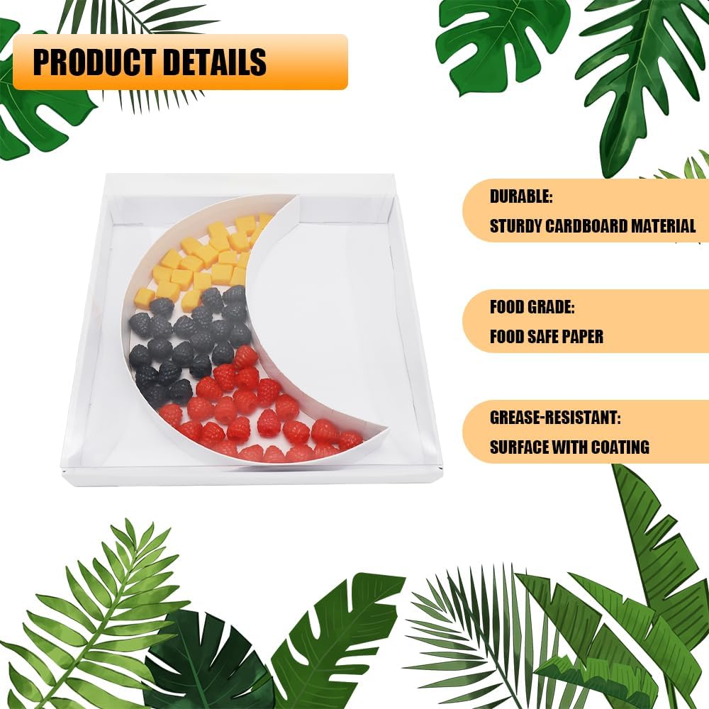 12" Fillable Cardboard Moon EID Charcuterie Gift Cupcake Box With Cover Sweets Packaging (MOON)
