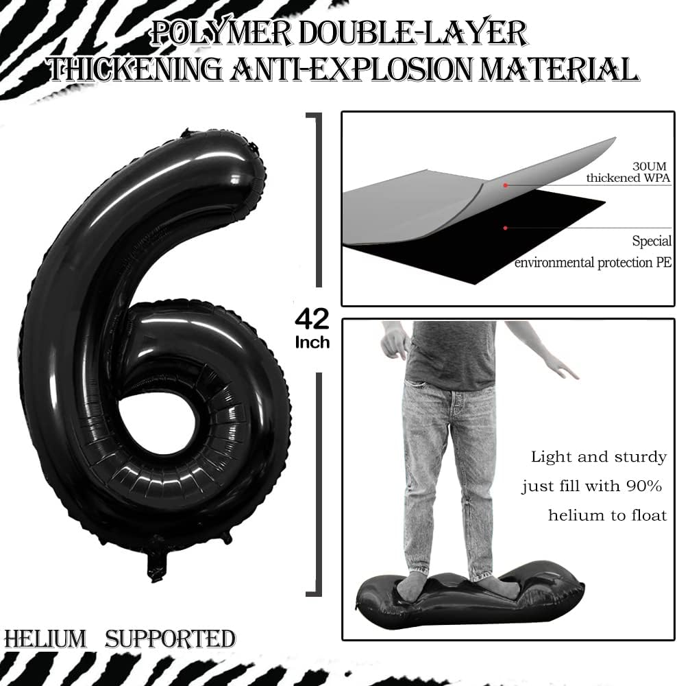 GOER Number 26 Balloons for 26th Birthday Party Decorations,42 Inch Jumbo Foil Helium 62 Balloons for 62nd Birthday Party Decoration (Black)