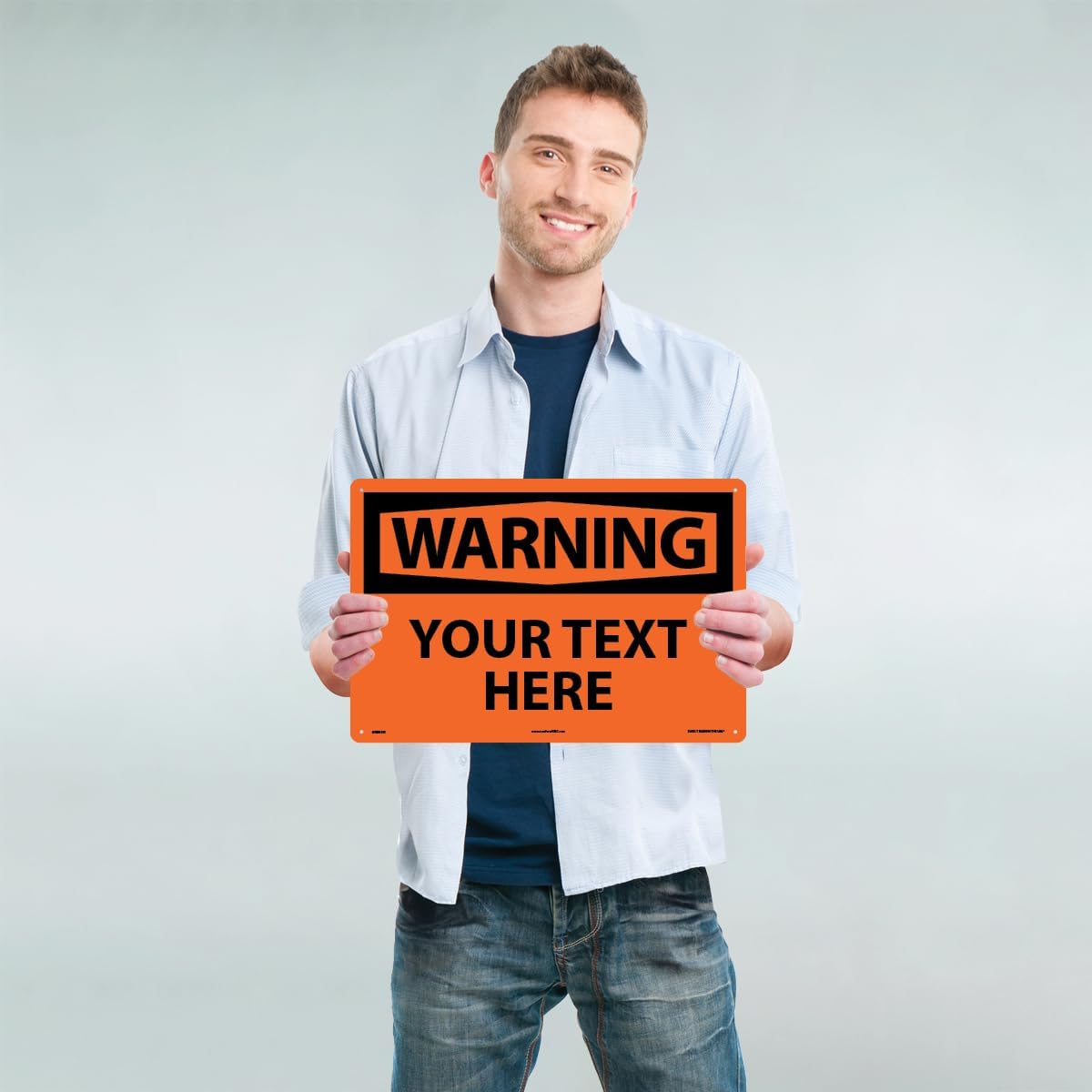 Custom OSHA Style Warning Sign 12" x 18" Plastic Sign, Customizable "Your Text Here", by AccuformNMC Made in USA