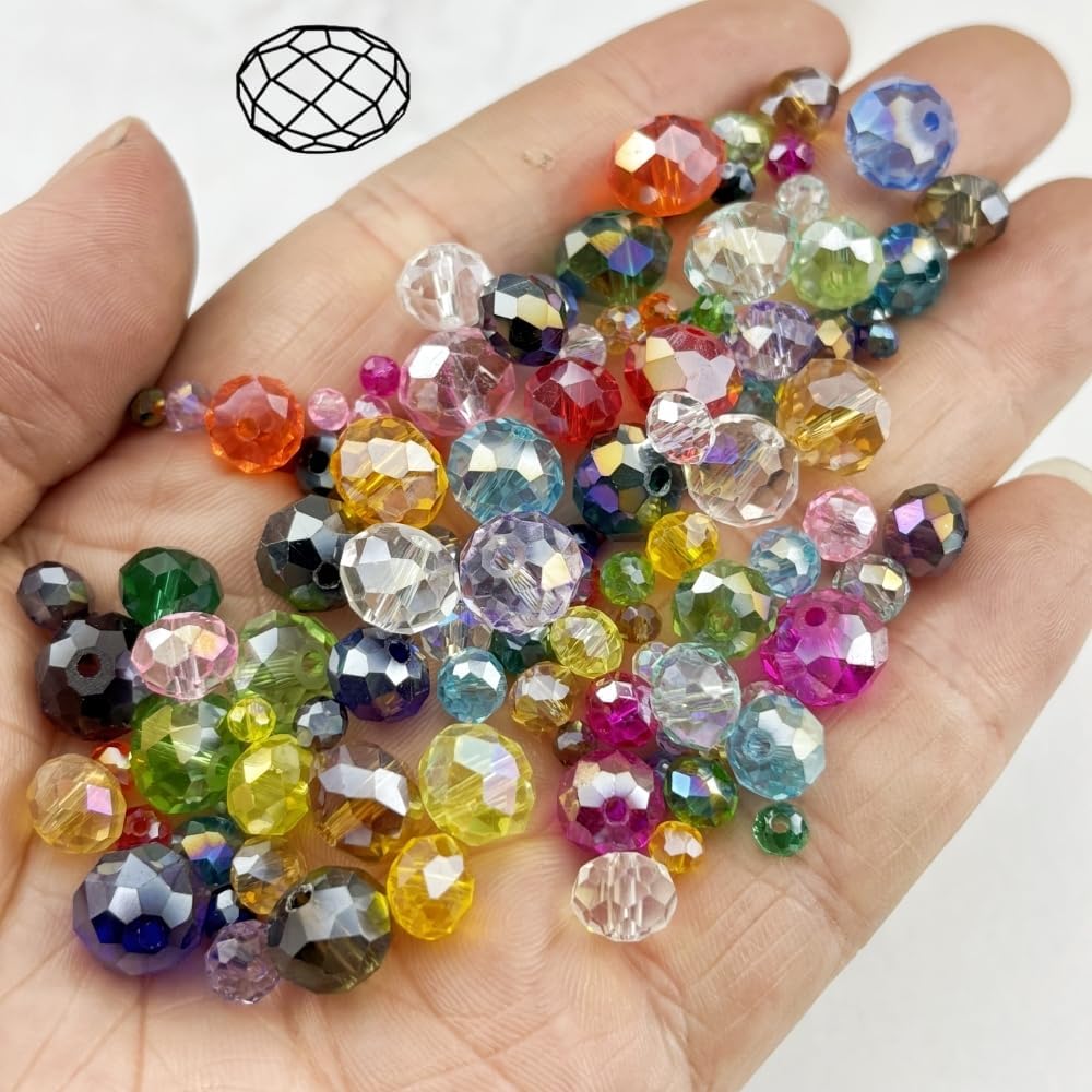 400pcs 4mm Crystal Glass Beads for Crafts Faceted Rondelle Glass Beads for Jewelry Making Crystal Spacer Beads for Necklaces Bracelets Earrings DIY Craft(Amber AB)