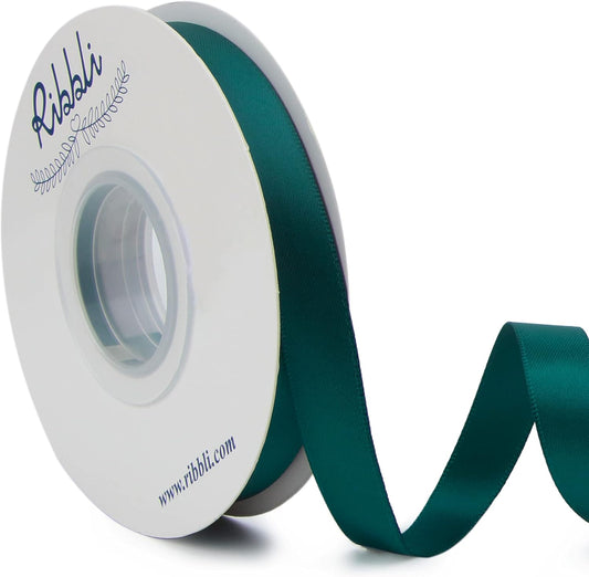 Ribbli Teal Double Faced Satin Ribbon,1/2 Inch x Continuous 25 Yards,Use for Craft Bows Bouquet, Gift Wrapping, Wedding Decoration, Floral Arrangement
