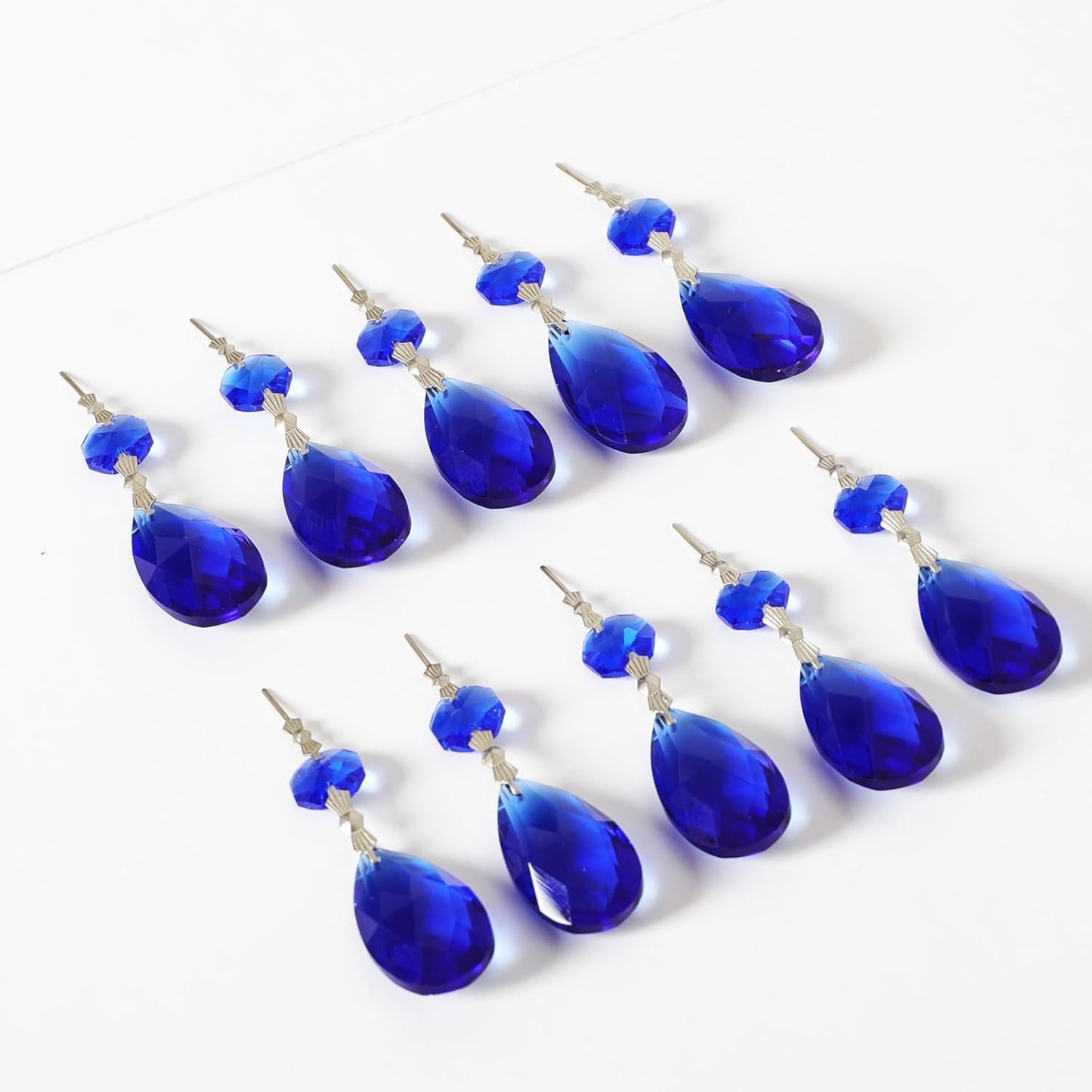 10pcs Crystal Prisms Chandelier Blue Ornament Pendants Rainbow Maker 38mm Drop Prism Hanging Prisms for Wedding Party Chrismtmas Decoration DIY Jewelry