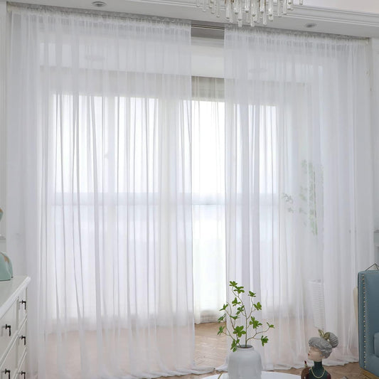 Window Ivory Sheer Curtains 84 Inches Long 2 Panels Sheer Curtain Basic Rod Pocket Panel for Bedroom Children Living Room Yard Kitchen (Ivory, 52" W x 84" L | 2 pcs)