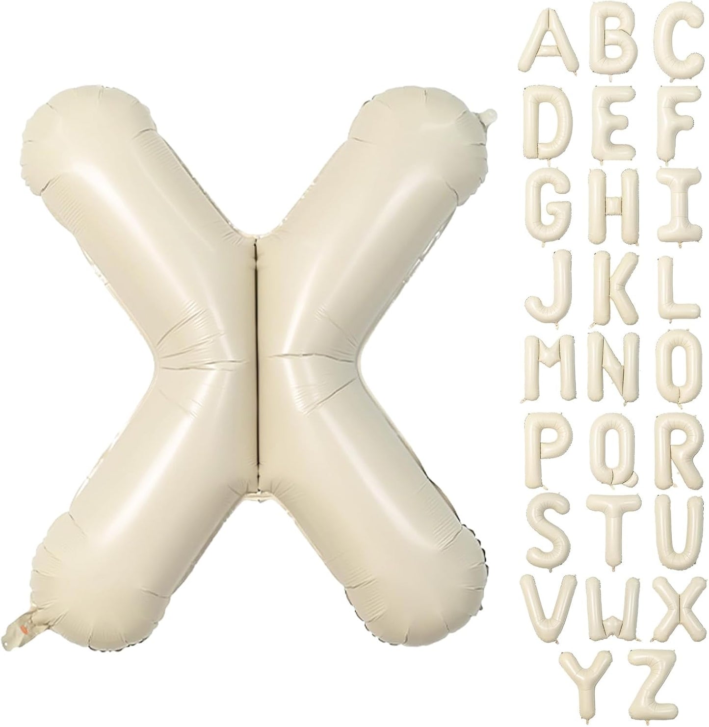 40 Inch Letter Balloons X, Big Custom A-Z Alphabet Foil Name Balloon Cream White, Self Inflating Beige Customize Helium Balloon Letters X for Women Girls Birthday Bride Baby Shower Party Decorations