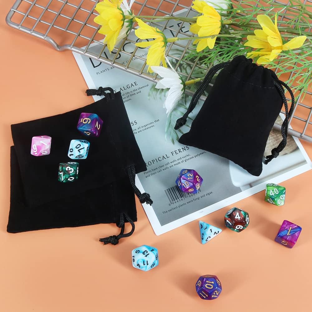 Shintop 50pcs Little velvet Jewelry bags, 3x4inch Black Drawstring Gift pouches Coin Purse for Dice Small Business Party Favor