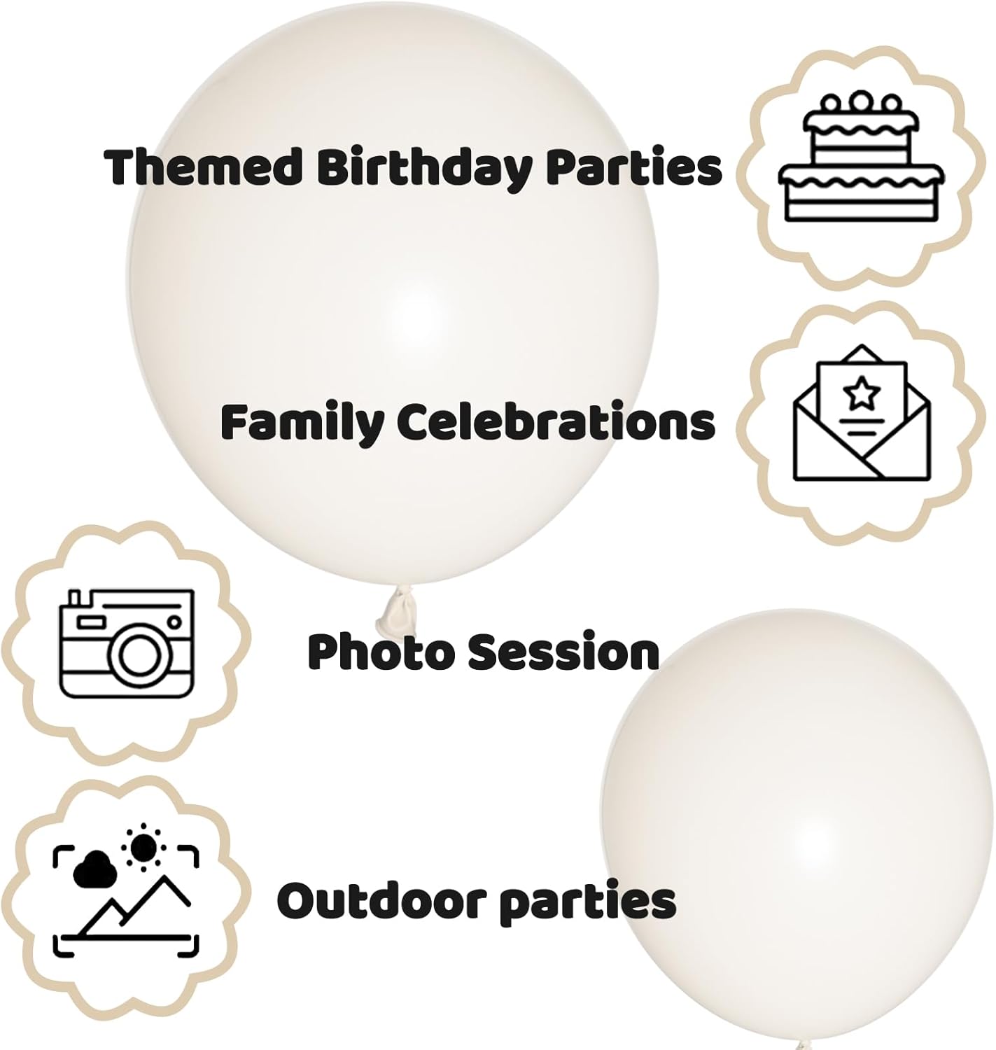 110pcs Sand White Balloon 12 inch, Sand white Latex Balloons for Birthday Party Baby Shower Wedding(with 2 Ribbons).