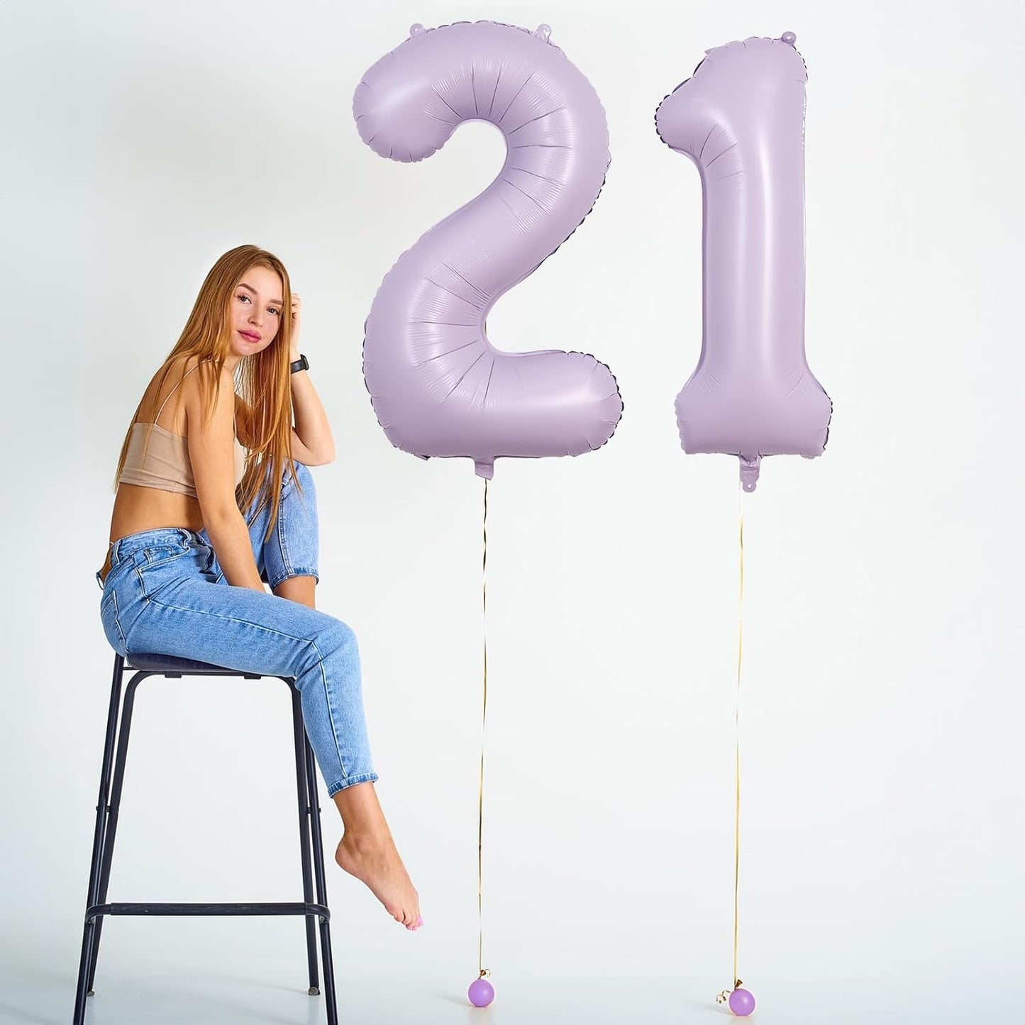Pastel Purple Birthday Balloon Numbers 12, 40 Inch Giant Light Purple Foil Mylar Number 1 and 2 Helium Balloons for Girls 12th Birthday, Lilac 12 Balloons for Women 21st Anniversary Party Decorations