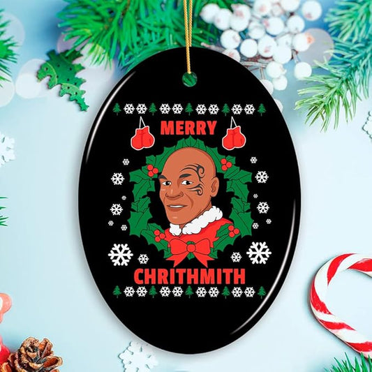 Pop Culture, Movie, and Music Themed Trendy Christmas Ornaments - Merry Chrithmith Funny Boxing Meme Christmas Ornament, Humorous