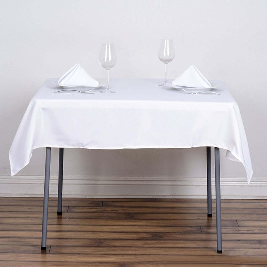 Efavormart 54x54 White Wholesale Linens Seamless Polyester Square Linen Tablecloth for Wedding Banquet Party Restaurant