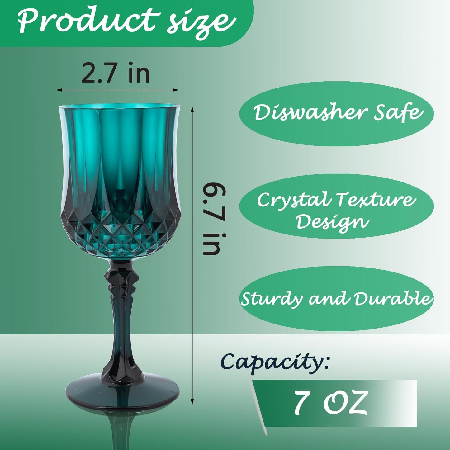 Plastic Wine Glasses，Plastic Goblets Vintage Style Cordial Drinking Glasses for Wedding Reception, Christmas Grand Event Party Supplies (48, Green)