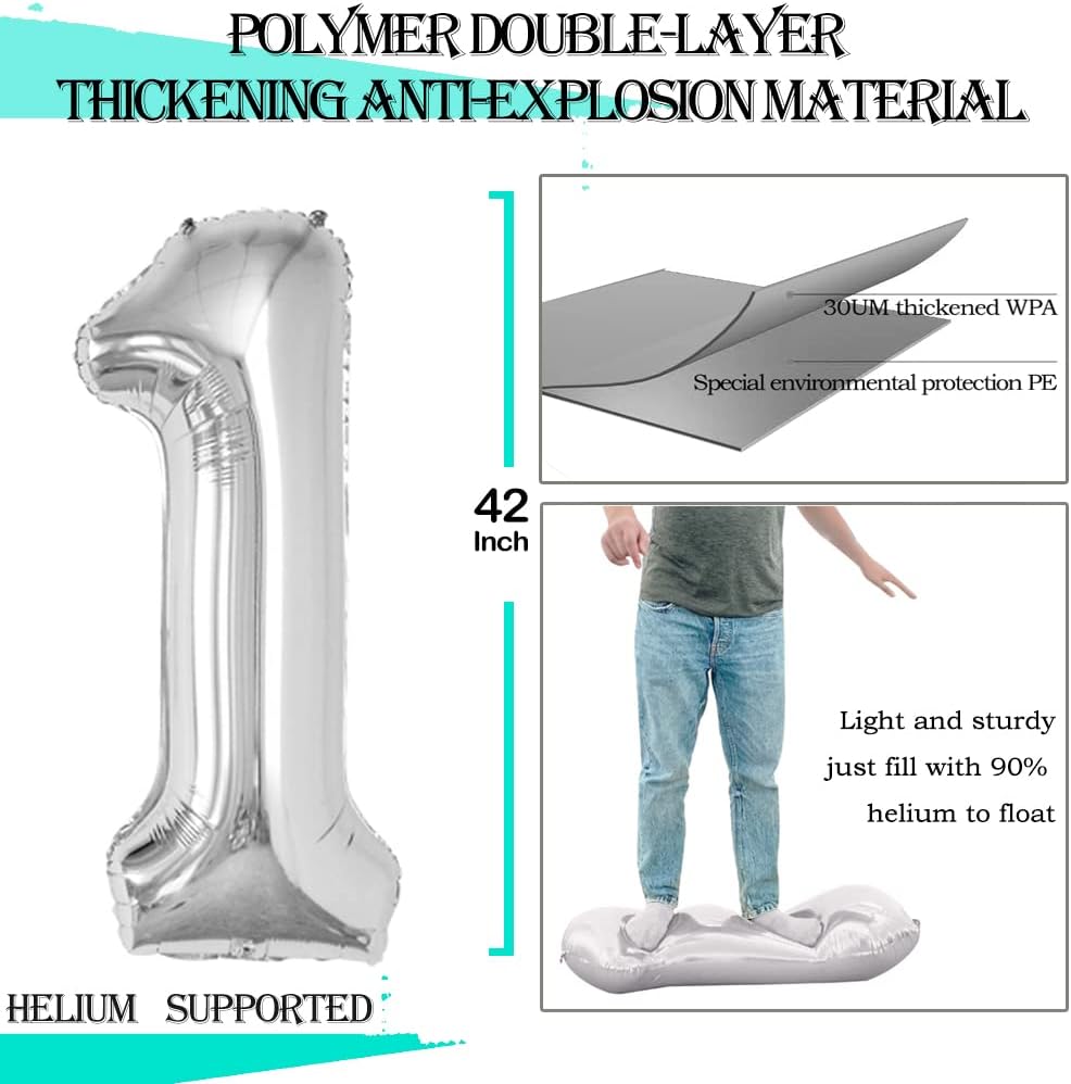 GOER Number 12 Balloons for 12th Birthday Sweet 12 Party Decorations,42 Inch Jumbo Foil Helium 21 Balloons for 21st Birthday Party Decoration (Silver)