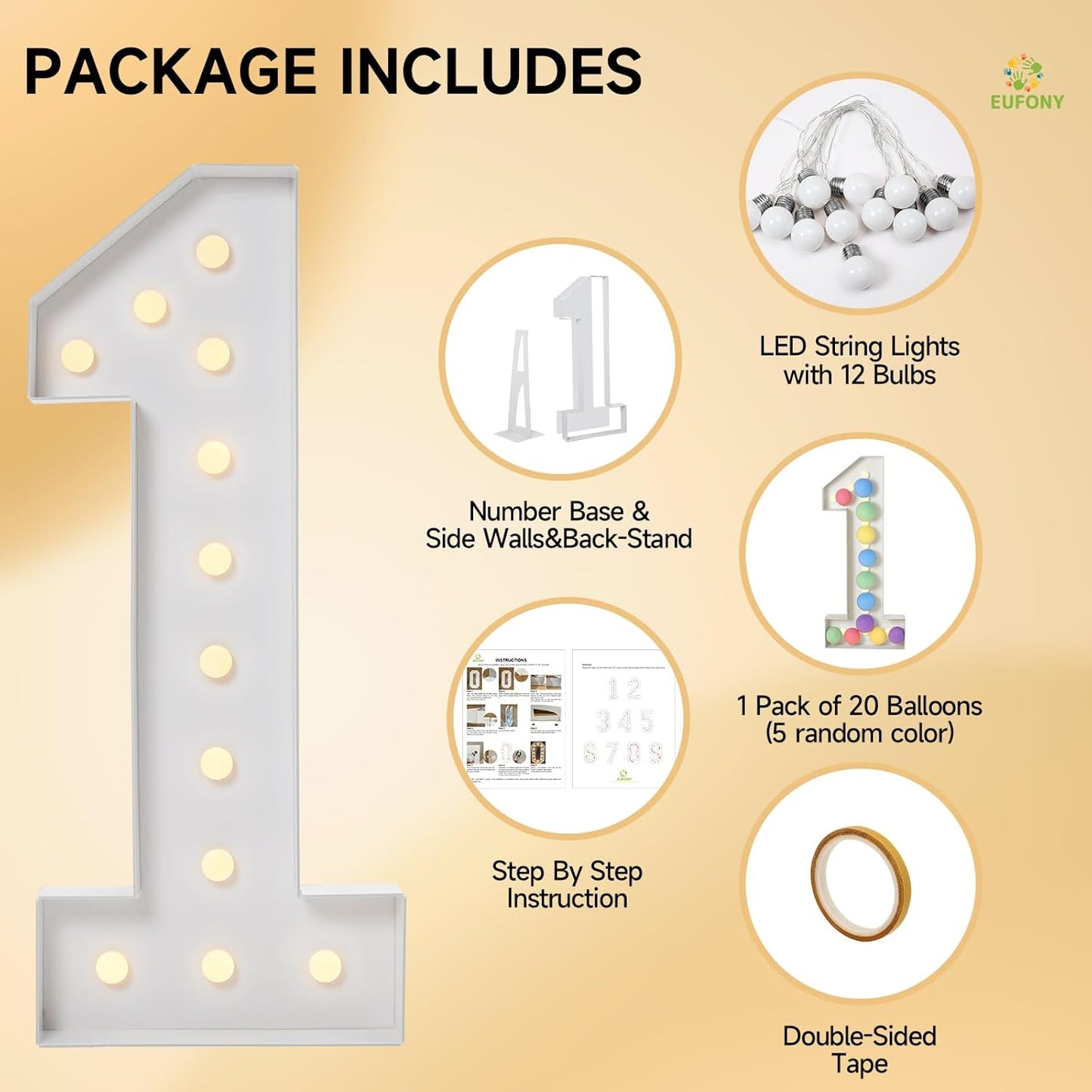 4FT Marquee Numbers, Large Light Up Numbers 3 for 3rd 13th 23th Birthday Party Decorations, Giant Light Up Number Anniversary Decor, 4 Feet Mosaic Number 3 with LED Lights DIY Kit