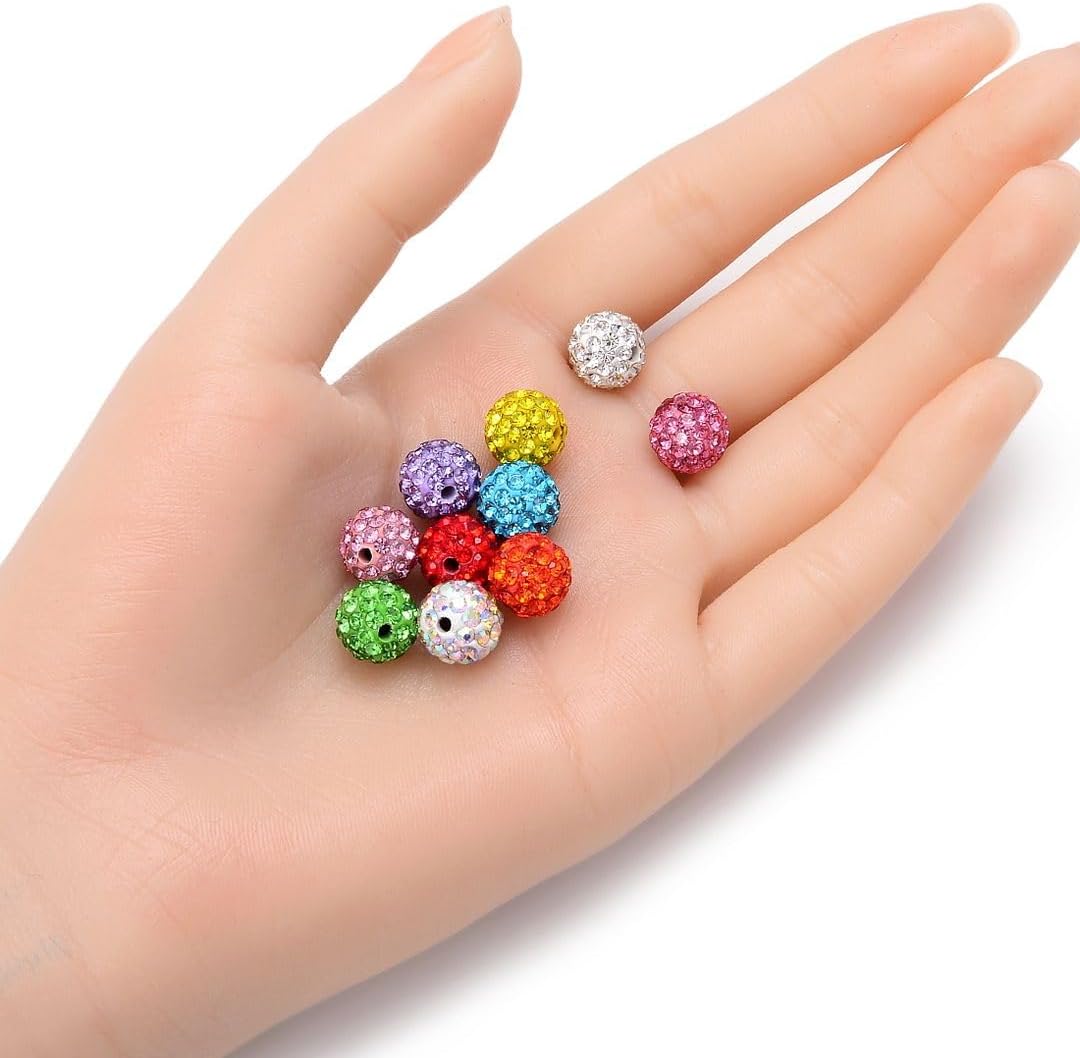 100pcs Adabele Grade A Suncatcher Crystal Rhinestone Pave Loose Beads 10mm Sapphire Blue Polymer Clay Disco Ball Spacers Compatible with Shamballa All Craft Jewelry Making DB10-13