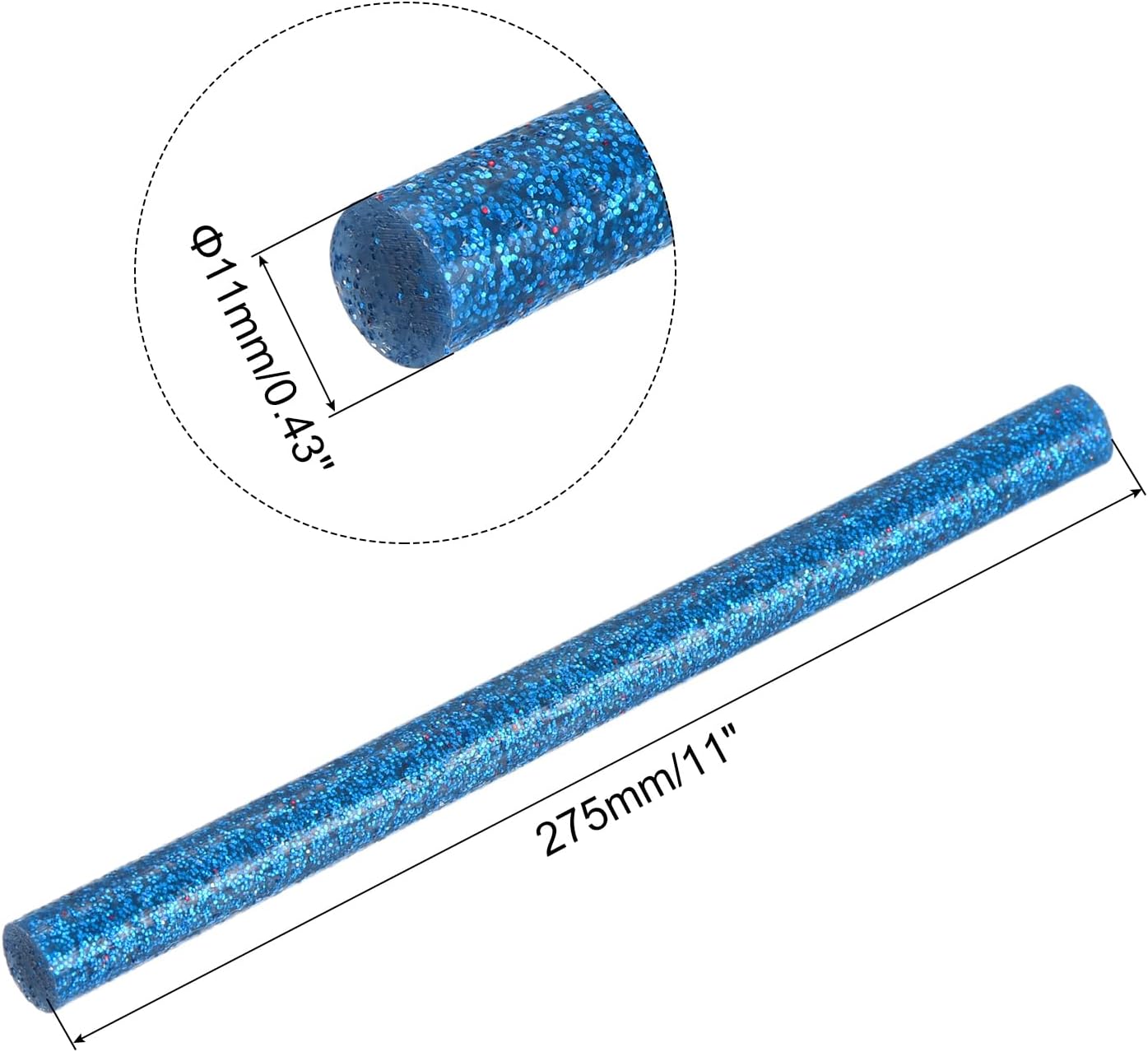 uxcell 20pcs Hot Glue Sticks for Glue Gun 11mm/0.43-inch x 11-inch Mini Hot Melt Adhesive Glue Stick Glitter Blue