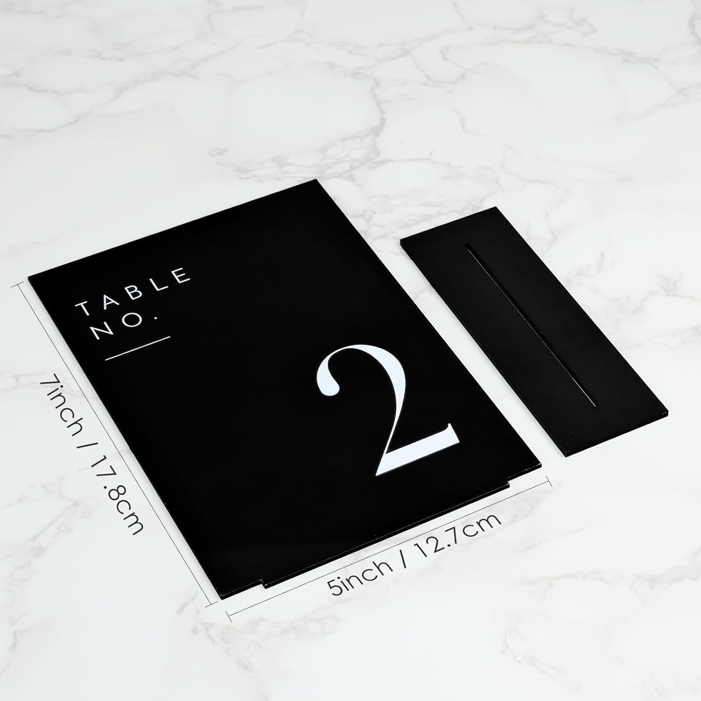 JINMURY Black Wedding Table Numbers 1-10 with Stands, 5"x7" Black Acrylic Table Numbers with White Font, Perfect for Wedding Party Reception(1-10, 5"x7")
