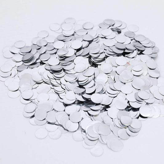 Silver Metallic Foil Confetti(0.59 inch) Round Dots Glitter Table Confetti for Party Wedding Decorations,2.11 OZ per pack