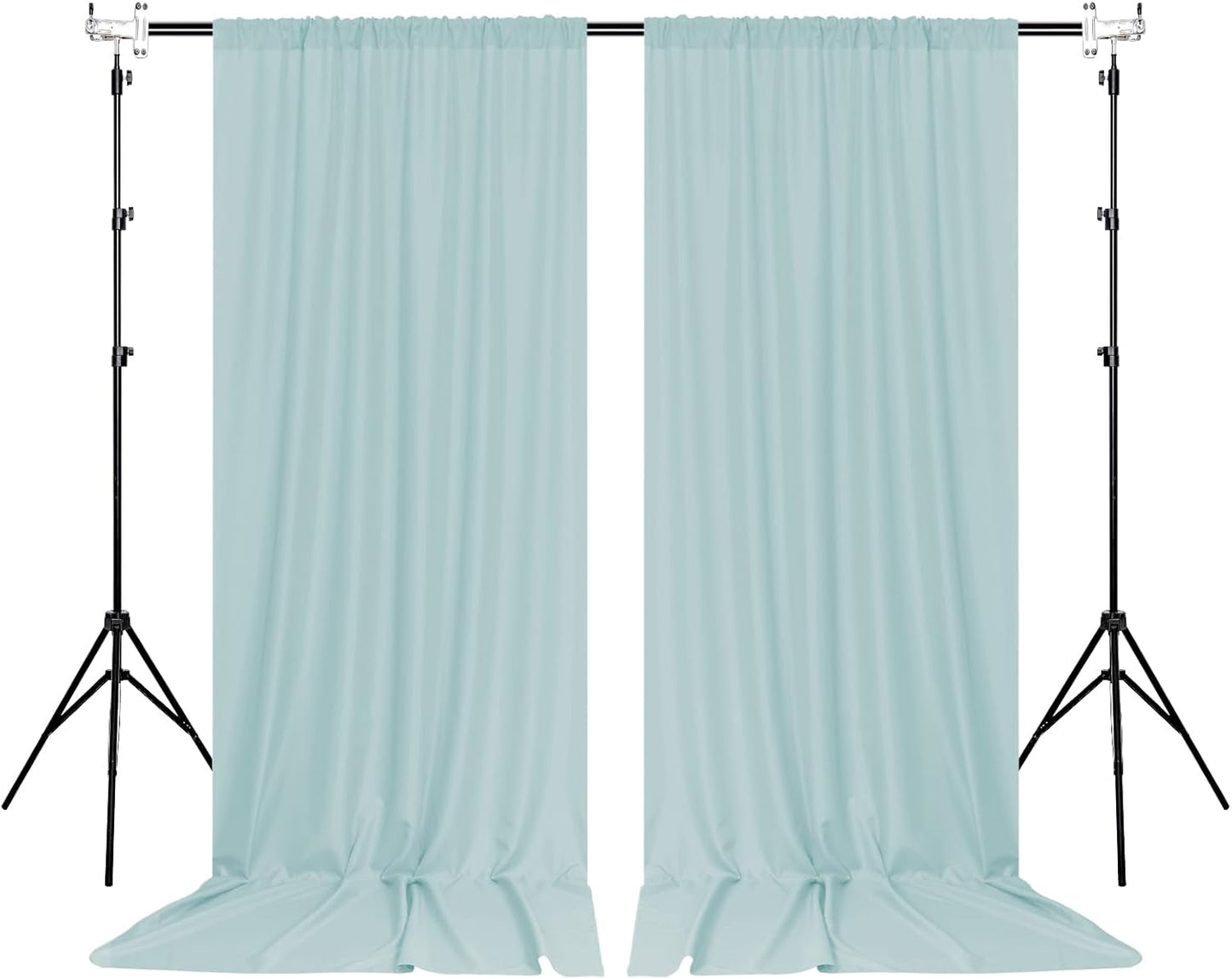 MEETSKY Light Green Backdrop Curtains 10ft x 10ft for Wedding Birthday Baby Shower Photography Backdrop Fabric Curtains Drapes Rod Pocket Light Filtering Window Drapes, 5ft x 10ft, 2 Panels