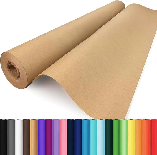 Wrapping Paper, 17.8" x 1200" Brown Kraft Paper Roll Bulletin Board Easel Poster Decorative Kraft Paper, Fathers Day Bouquet Flower Gift Wrap, Table Floor Covering Packing Shipping Moving Supplies