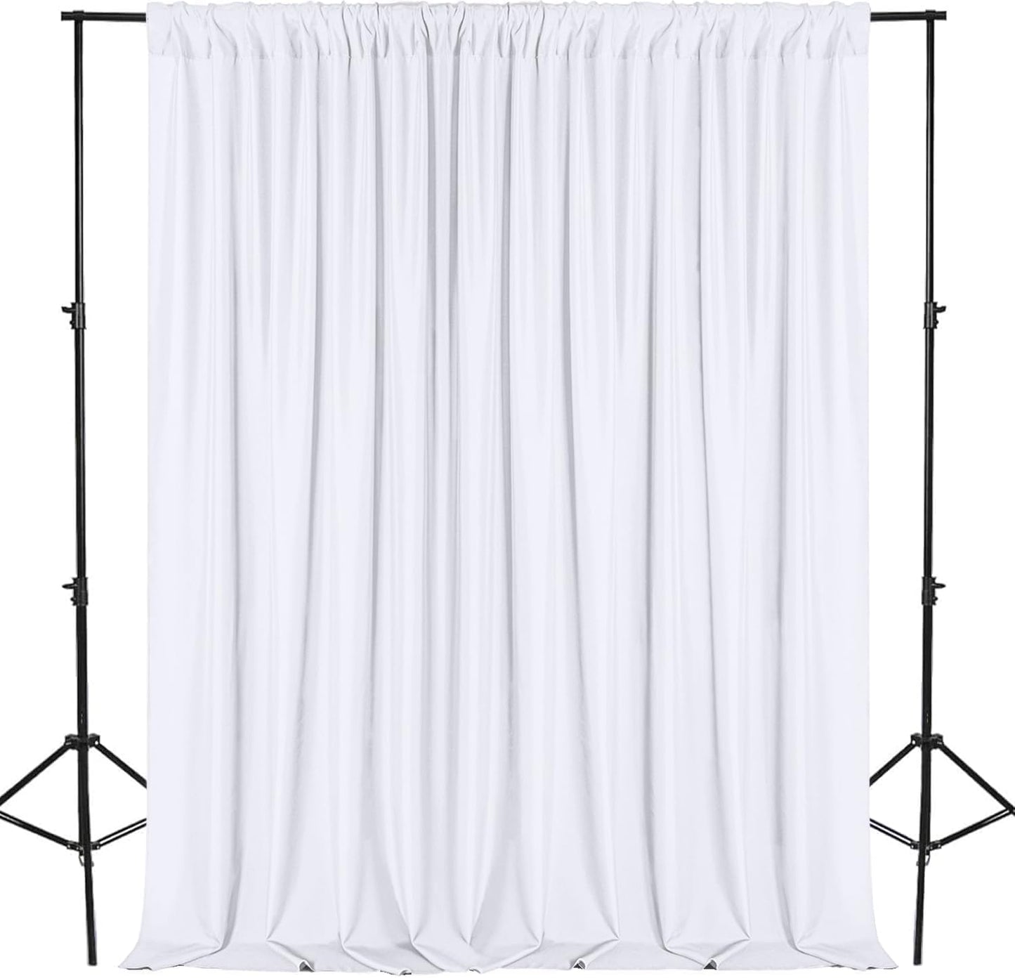 DWCN 10x7 FT White Backdrop Curtains for Parties, Photography Backdrop Drapes with Rod Pockets for Wedding Decorations Stage Birthday Family Gatherings, 2 Panels 5ft x 7ft