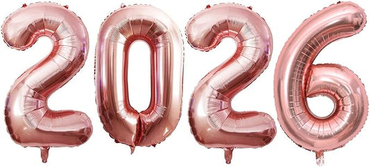 GOER 2026 Foil Number Balloons for 2026 New Year Eve Festival Party Supplies Graduation Decorations (Rose Gold,32 Inch)