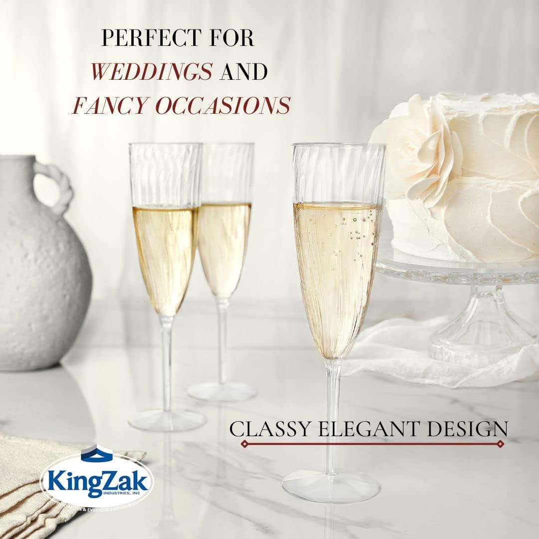 Lillian Tablesettings Premium Champagne Flutes 6 oz. Clear Hard Plastic 1-Piece Disposable Glasses - 16 Count