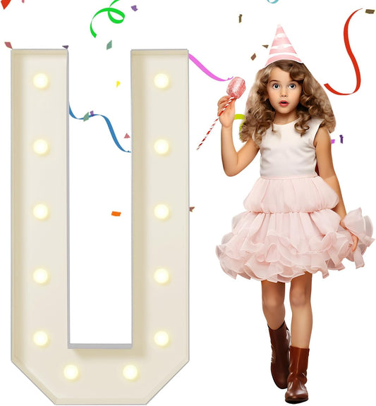 EUFONY Marquee Letters 4 Feet Tall, 4 FT Marquee Light Up Letters, Giant Light Up Letters 4FT for Birthday Party Baby Shower Gender Reveal Graduation Prom Decorations, Letter U with LED Lights DIY Kit