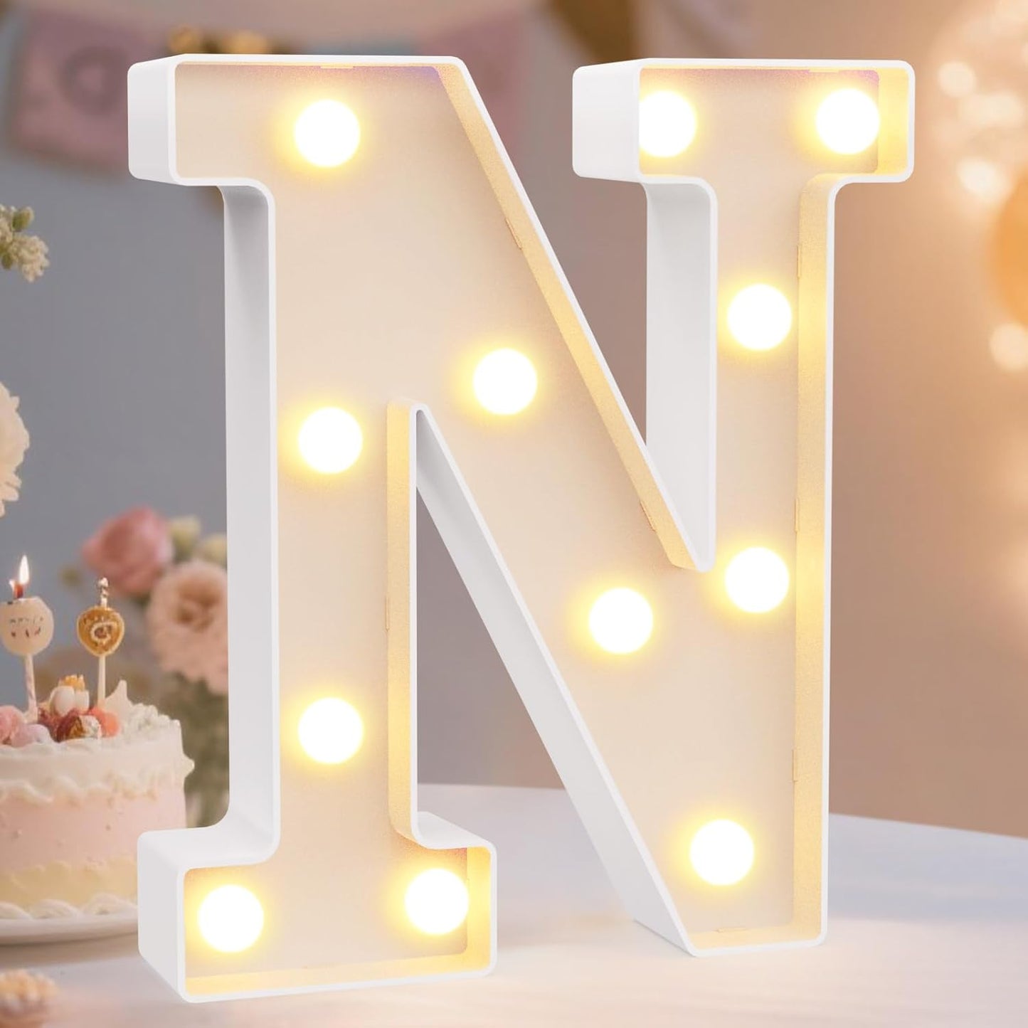 Pooqla LED Marquee Letter Lights Sign, Light Up Alphabet Letter for Home Party Wedding Decoration N