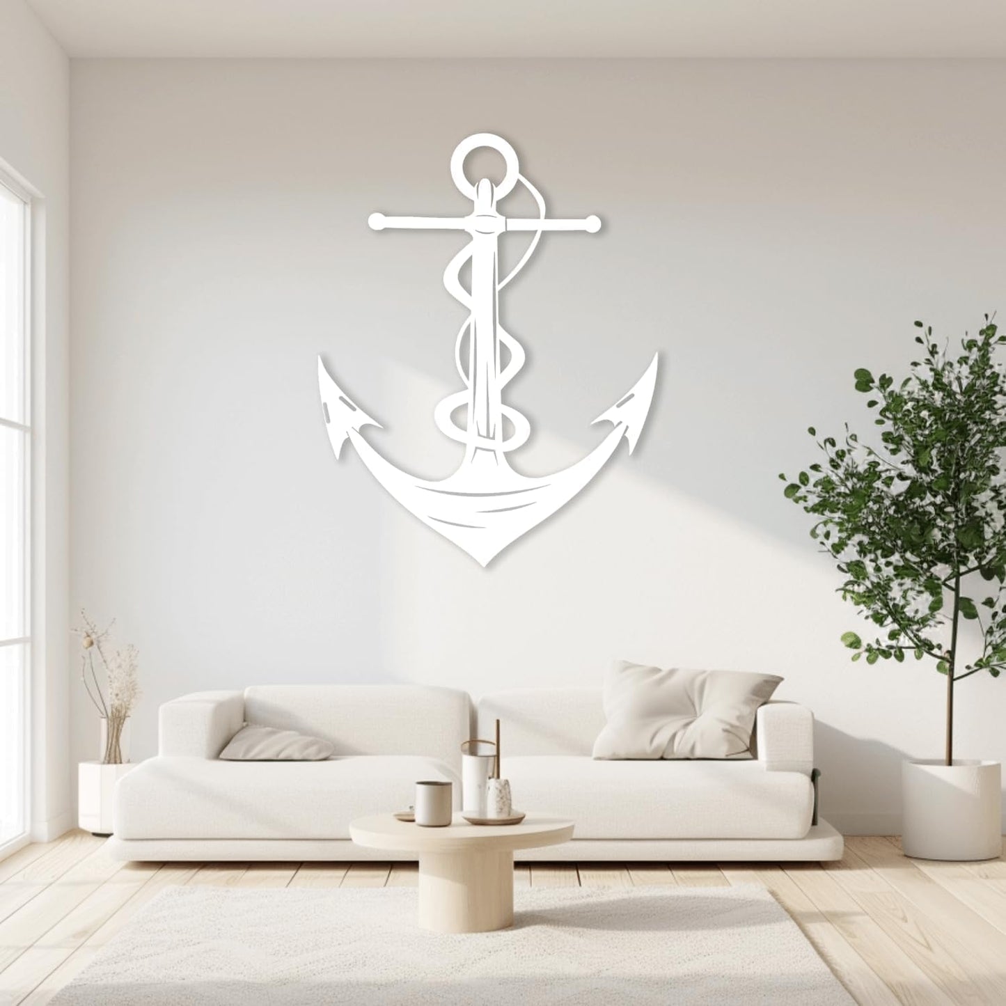 XXQ Anchor Metal Wall Decor, Anchor Metal Wall Art for Bedroom Living Room Dorm Antique Anchor Wall Decor Antique Metal Anchor Farmhouse Decor (Whhite, 32" x 48" / 81 x 121cm)