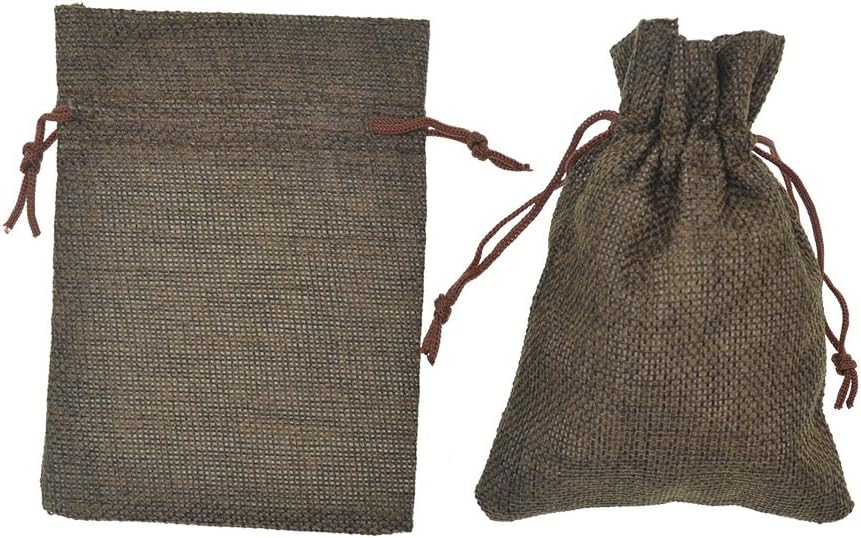 20pcs Burlap Drawstring Gift Bags, 2.7 x 3.5 inch Jute Linen Sacks Jewelry Pouches for Christmas Wedding Party Favors Candies DIY Crafts (Coffee)
